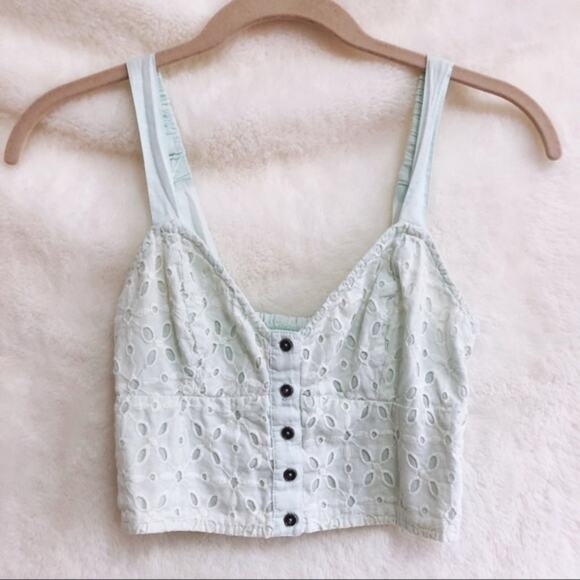 Hollister Tops - Hollister Teal Button Front Sleeveless Crop Top